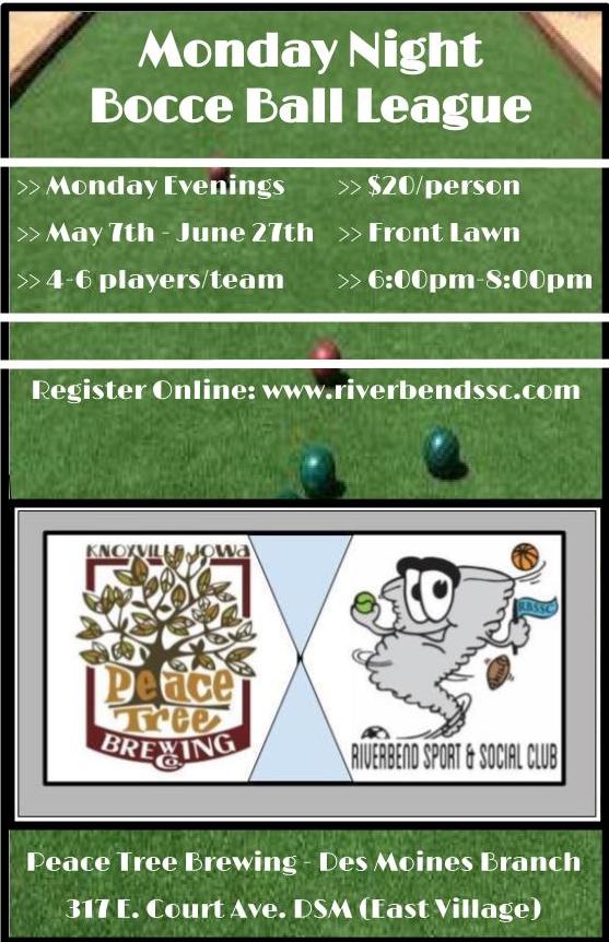 Bocce Ball League Monday at Peace Tree Brewing DSM